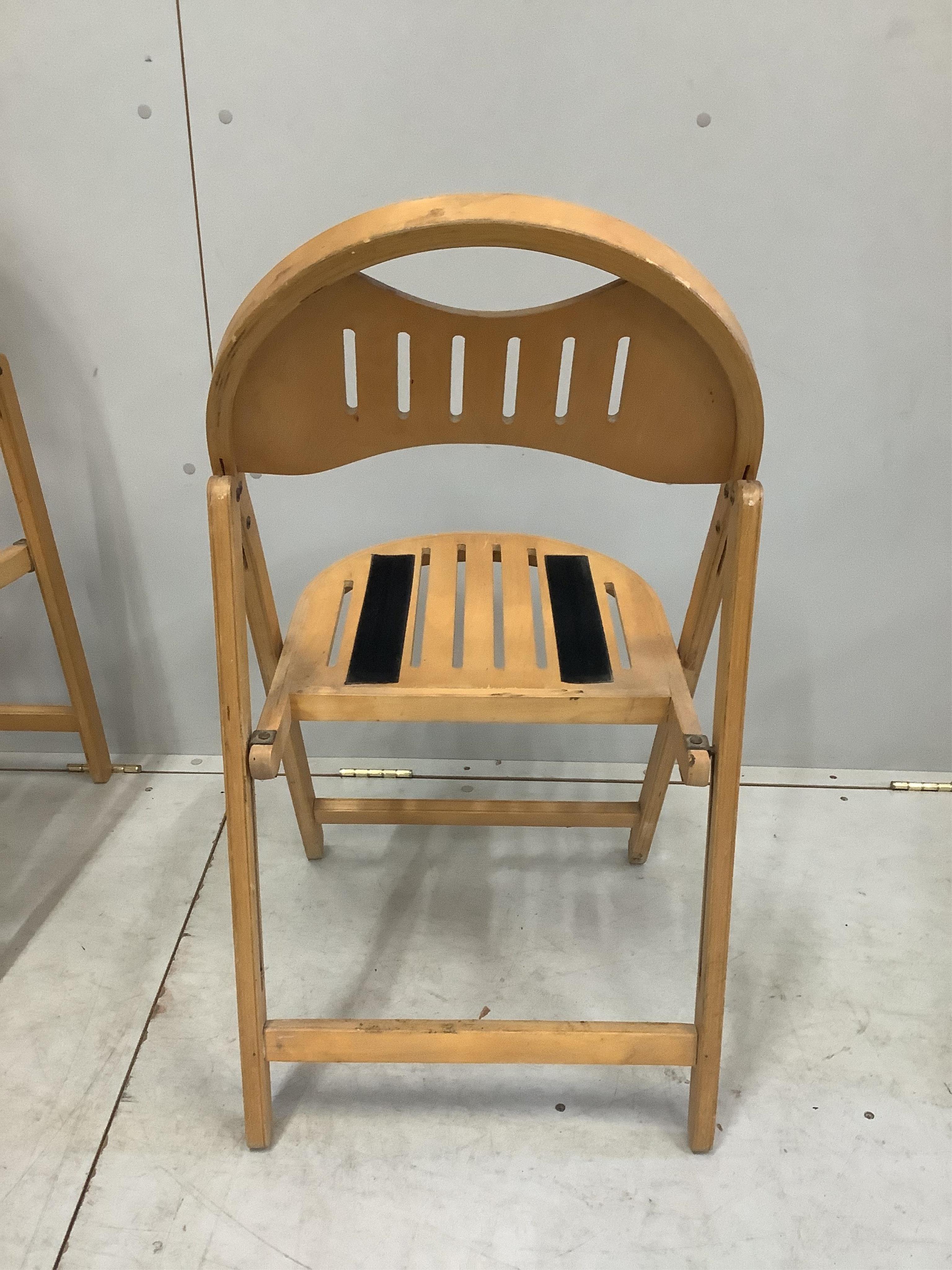 Four mid century C O T K folding ply chairs. Condition - good, lacking seat cushions